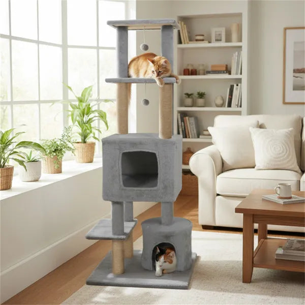 64" Light Gray Cat Tower