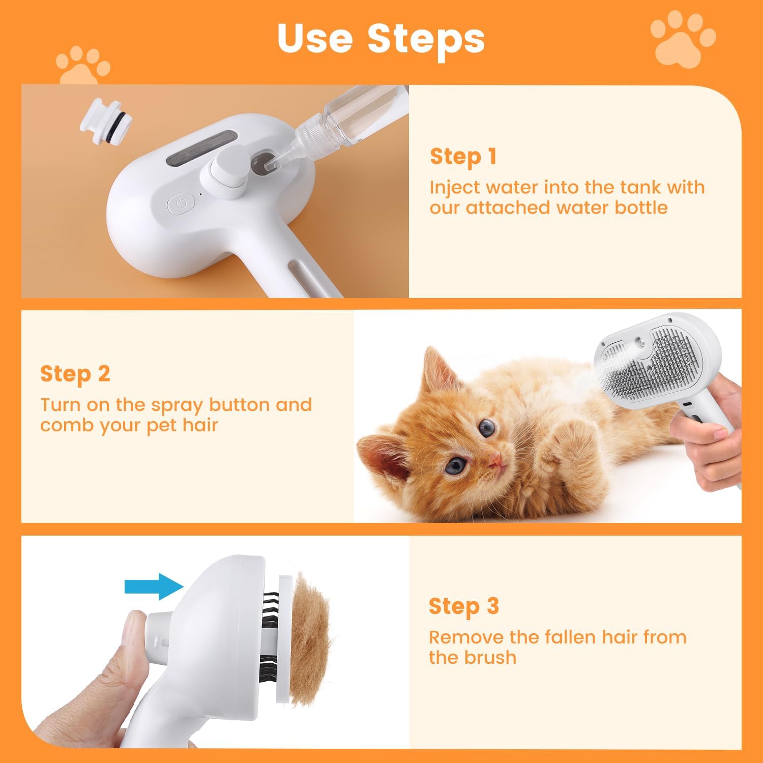 3 In 1 Cat Steam Brush,