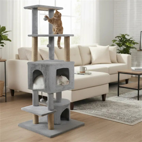 64" Light Gray Cat Tower