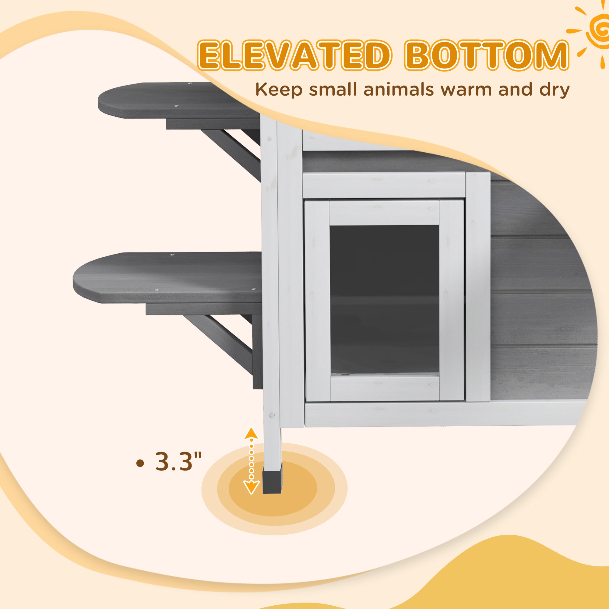  2-story Cat House Outdoor, Weatherproof Wooden Cat Enclosure for Feral Cats with Escape Door, Openable Roof, Jumping Platforms, Gray